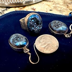 Druzy ring and earrings